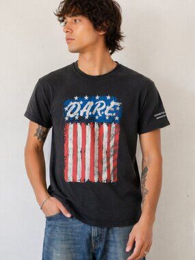 Vintage D.A.R.E. Covington PD Graphic Tee Medium Black Grunge Skater Americana